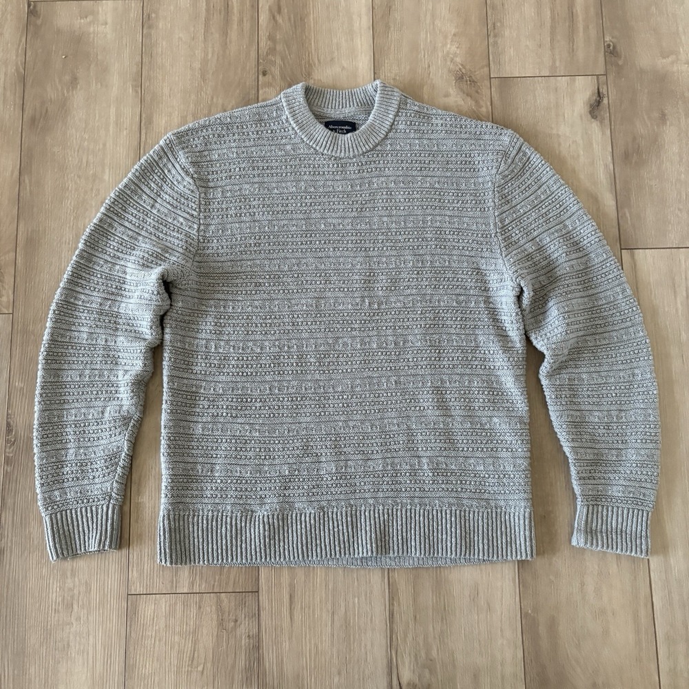 Abercrombie Men's Oversized Textural Marled Crew Sweater Medium Light Green